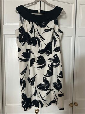 AB Studio Black & White Floral Midi Dress